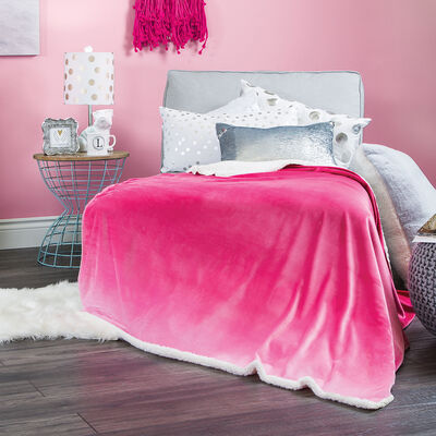 Sunbeam Heated Throw Royal Mink/Sherpa Cuddle Up- Pink (Cherries) Ombre