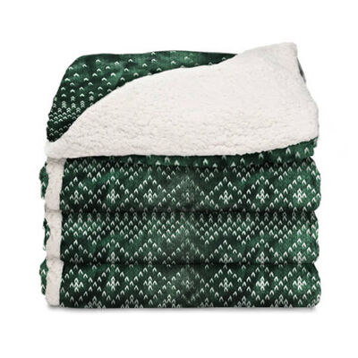 Sunbeam Heated Throw Royal Mink/Sherpa Holiday - Fairisle Greener Pastures