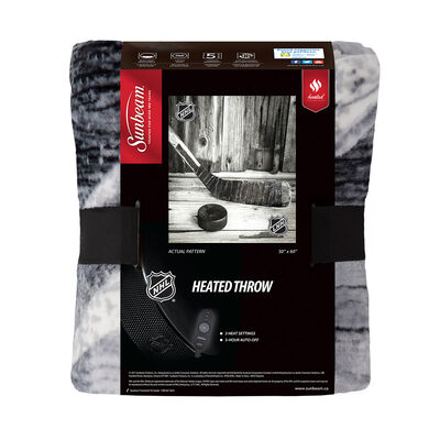 Sunbeam Heated Throw Royal Mink/Sherpa NHL - Stick and Puck