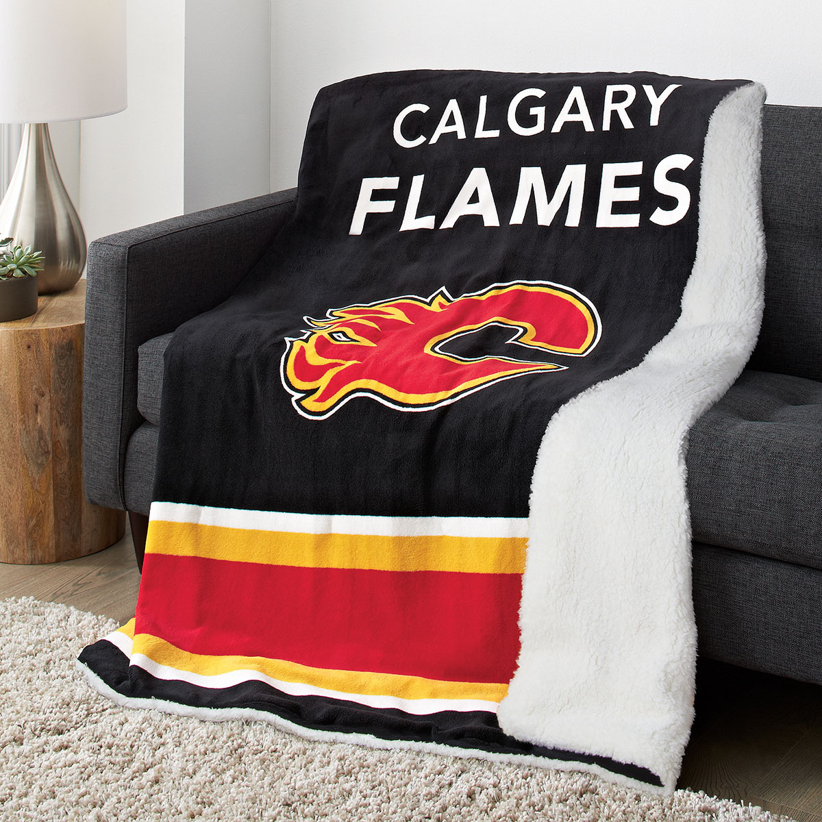 Sunbeam® Reversible Sherpa Heated Throw, Calgary Flames Sunbeam® Reversible Sherpa Heated Throw, Calgary Flames